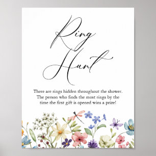 Modern Wildflower Bloemenring Hunt Vrijgezellenfee Poster