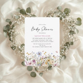 Modern Wildflower Pastel Baby shower Kaart