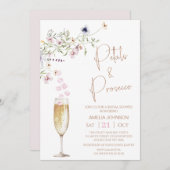 Modern Wildflower Petal en Prosecco Vrijgezellenfe Kaart (Voorkant / Achterkant)