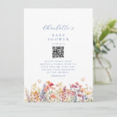 Modern, Wildflower, QR-code, Baby shower, (Staand voorkant)