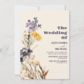 Modern Wildflower Wedding Kaart (Voorkant)