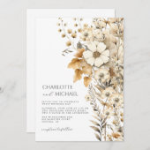 Modern Wildflower Wedding Kaart (Voorkant / Achterkant)