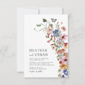 Modern Wildflower Wedding Kaart (Voorkant)