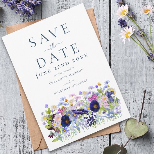 Modern Wildflower Wedding Save The Date