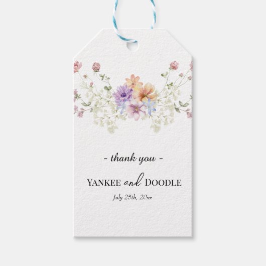 Modern wildflowers spring wedding cadeaulabel (Voorkant)