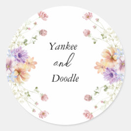 Modern wildflowers spring wedding ronde sticker