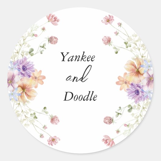 Modern wildflowers spring wedding ronde sticker (Voorkant)