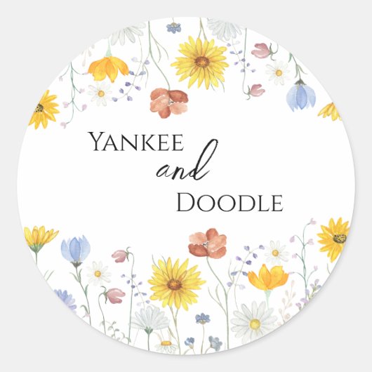 Modern wildflowers spring wedding ronde sticker (Voorkant)