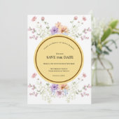 Modern wildflowers spring wedding save the date (Staand voorkant)