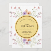 Modern wildflowers spring wedding save the date (Voorkant / Achterkant)