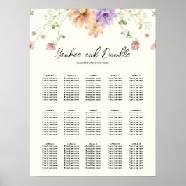 Modern wildflowers spring wedding Seating Chart Poster