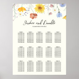 Modern wildflowers spring wedding Seating Chart Poster