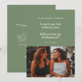 Modern Will You Be My Bridesmaid Photo Card (Voorkant / Achterkant)