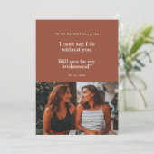 Modern Will You Be My Bridesmaid Photo Card (Staand voorkant)