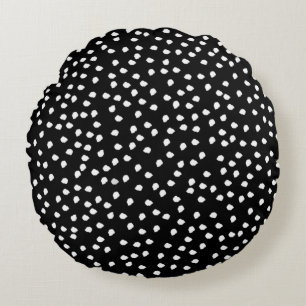 Modern Willekeurig Polka Dot Patroon Zwart-wit Rond Kussen