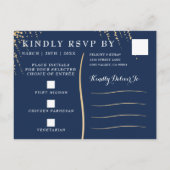 Modern Willow Tree Navy Blue Bruiloft RSVP Briefka Uitnodiging Briefkaart (Achterkant)