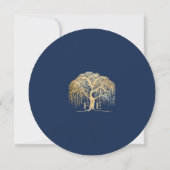 Modern Willow Tree Navy Gold Wedding Invitation Kaart (Achterkant)
