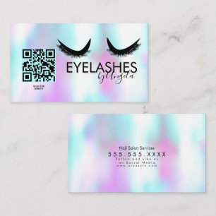 Modern Wimpersalon Schoonheid Nep Holografisch Visitekaartje