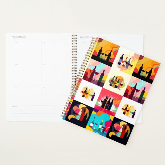 Modern Wine Set Silhouette Collage – Bold Colorful (Devant avec enveloppe)