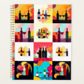 Modern Wine Set Silhouette Collage – Bold Colorful (Devant)