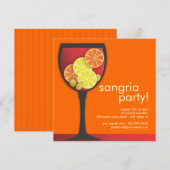 Modern Wineglass Sangria Party Invitation Kaart (Voorkant / Achterkant)