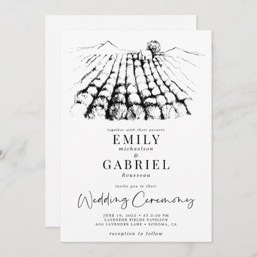 Modern Winery Wedding Kaart (Voorkant / Achterkant)