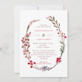 Modern Winter Berries Wreath Wedding Kaart (Voorkant)