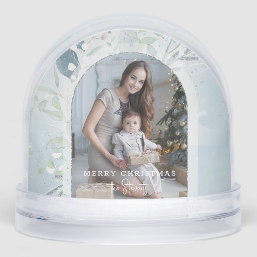 Modern Winter Botanical Arch Photo Snow Globe (Avant)