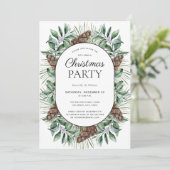 Modern Winter Fir Cone-kerstfeest uitnodiging (Staand voorkant)