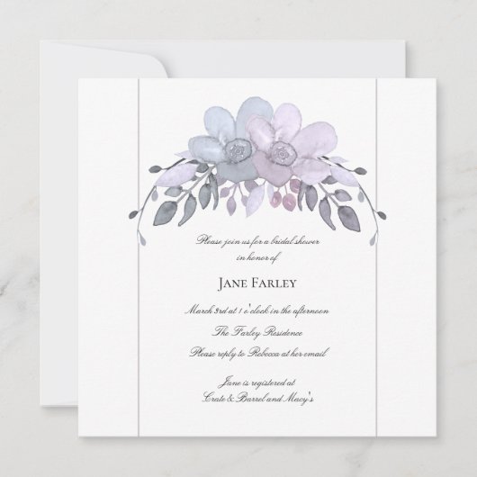 Modern Winter Floral Bridal Shower Kaart (Voorkant)