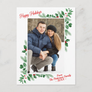 Modern Winter Foliage Prettige feestdagen Foto Briefkaart