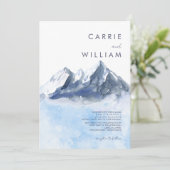 Modern Winter Mountain Pattern Wedding Kaart (Staand voorkant)