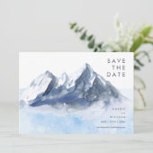 Modern Winter Mountain Pattern Wedding Save The Date (Staand voorkant)