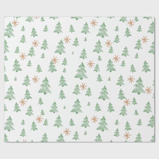 Modern Winter Pine Tree Star Cadeaupapier (Vlak)