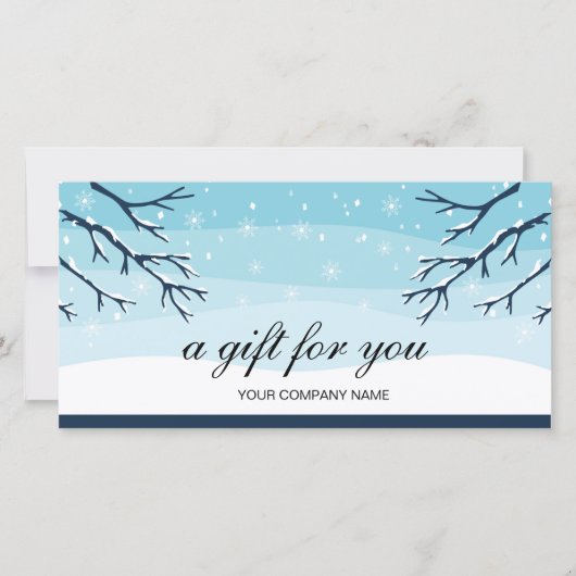 Modern Winter Sneeuw Cadeaubon (Voorkant)