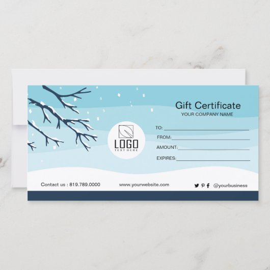 Modern Winter Sneeuw Cadeaubon (Achterkant)