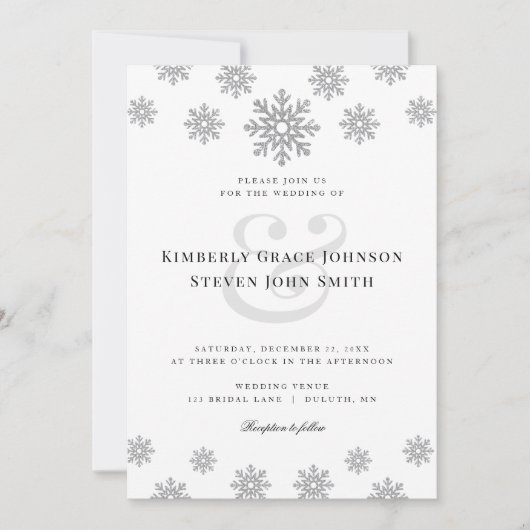 Modern Winter Snowflake Weddenschap Kaart (Voorkant)