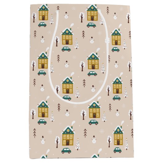 Modern Winter Vakantiehuis Medium Cadeauzakje (Voorkant)