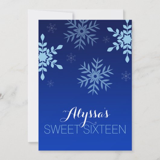 Modern Winter Wonderland Blue Snowflakes Sweet 16 Kaart (Voorkant)
