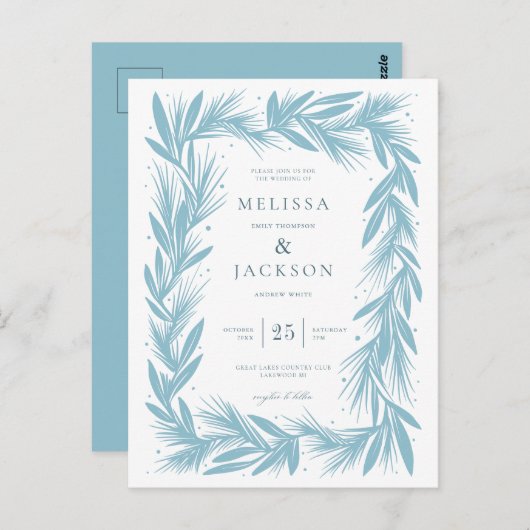 Modern Winter Wreath Lijst Bruiloft Briefkaart (Voorkant / Achterkant)