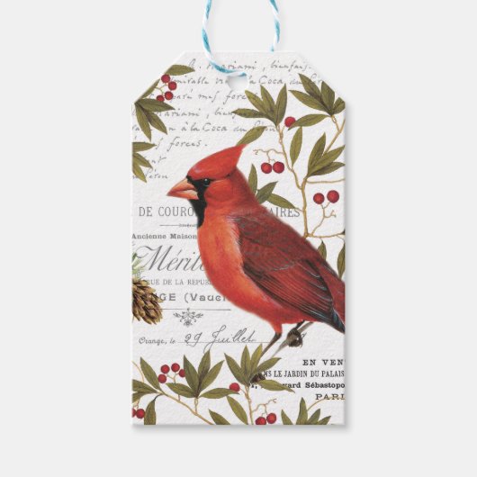 modern winterbos kardinaal cadeaulabel (Voorkant)