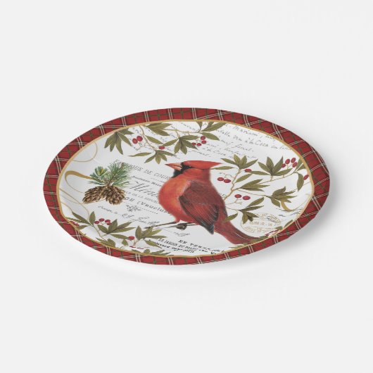 modern  winterbos kardinaal papieren bordje (Gekanteld)