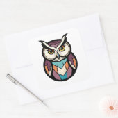 Modern Wisdom Owl Illustration Vierkante Sticker (Envelop)