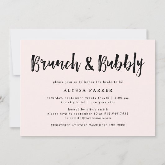 Modern Wish | Blush Pink Brunch en Bubble Kaart (Voorkant)