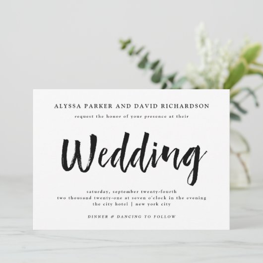 Modern Wish | Zwarte en witte bruiloft Kaart (Staand voorkant)