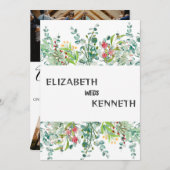 Modern wit 4 grid foto's bruiloft kaart (Voorkant / Achterkant)