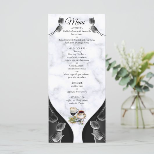 Modern wit - Abstract menu Marble Black (Staand voorkant)