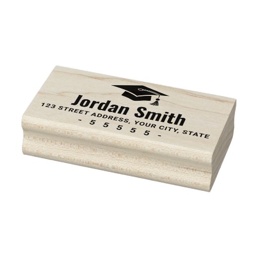 Modern wit afstuderen pet retouradres rubberstempel (Stempel)