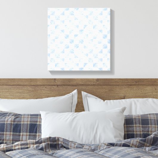Modern wit blauw dambord patroon canvas afdruk (Insitu (Slaapkamer))