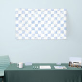 Modern wit blauw dambord patroon spandoek (Beurs)